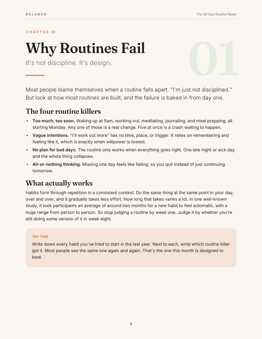 30-Day Routine Reset — Why routines fail